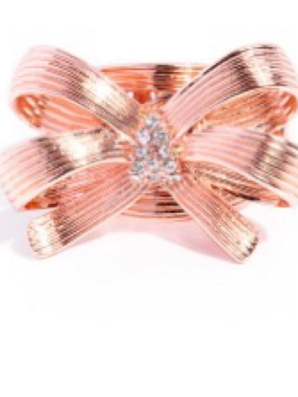Rose Gold Bow Ring with Crystal Accent